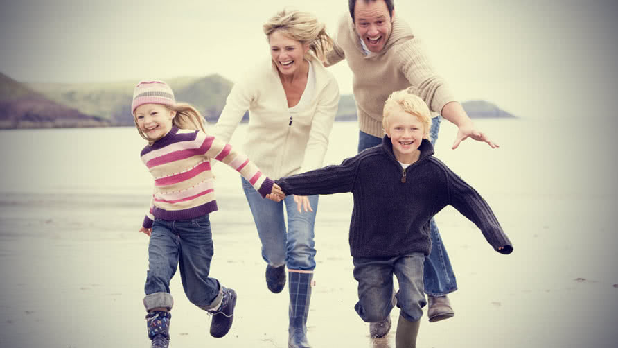 happy family on the beach