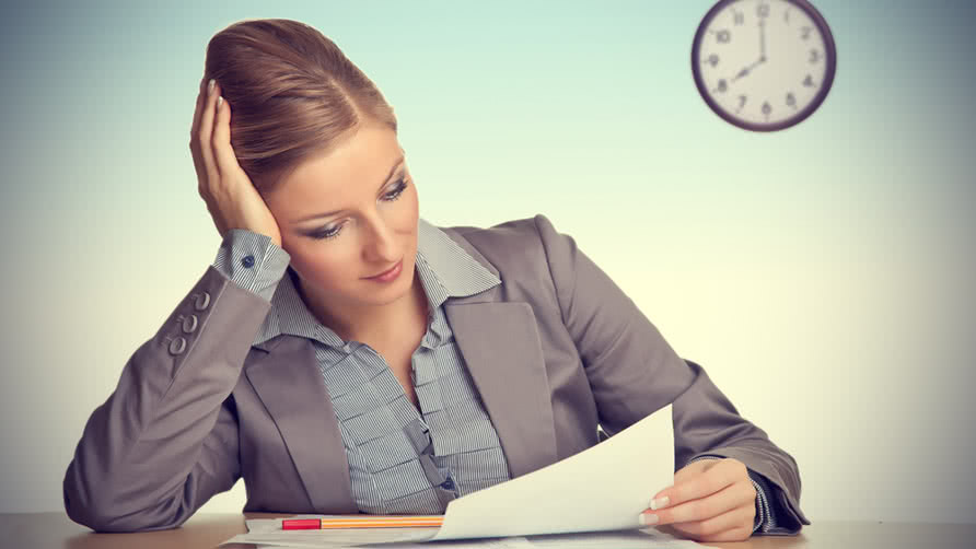 Bored woman in office