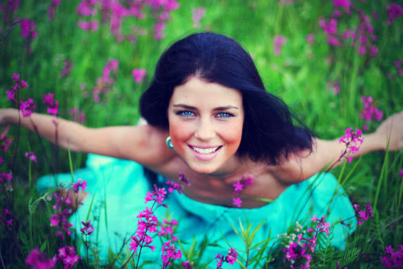 smiling beautiful girl in nature