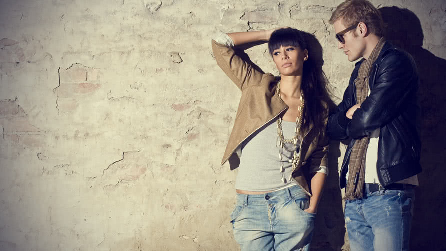 stylish man and woman portrait