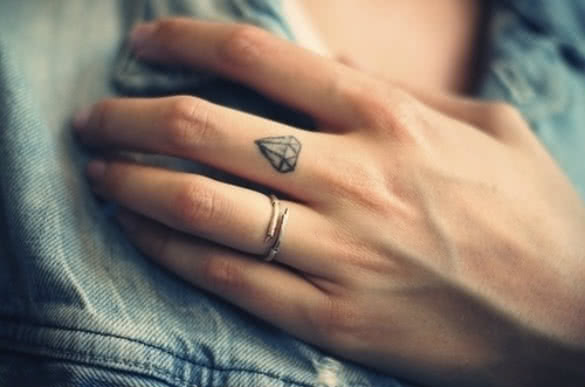 Tattoo Placement Idea: Diamond Tattoo on Middle Finger
