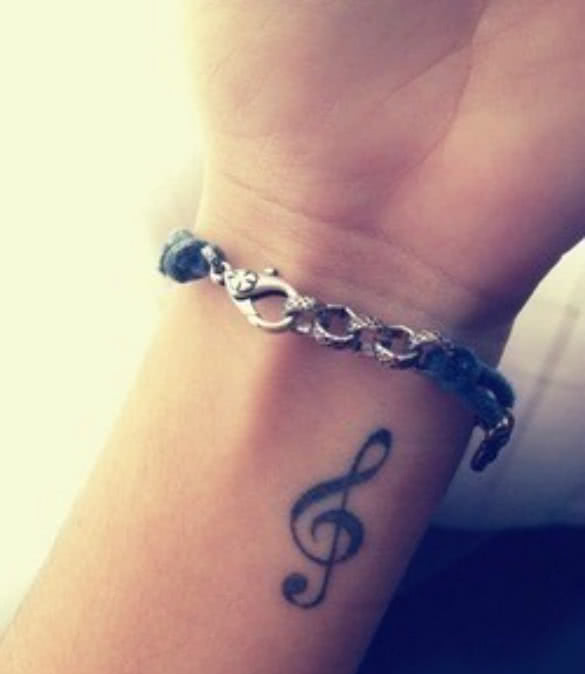 Wrist Tattoo Placement: Music Sign Small Tattoo