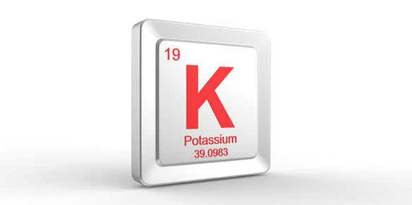 K symbol 19 material for Potassium chemical element of the periodic table