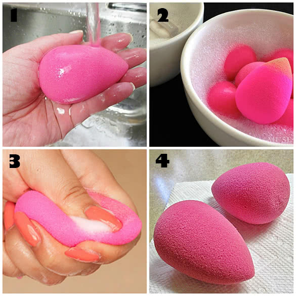 washing makeup blender