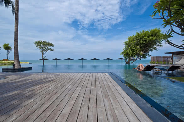 Swimming pool terrace in a resort Hua-Hin Thailand
