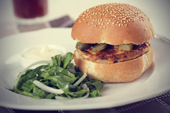 burger with spinach