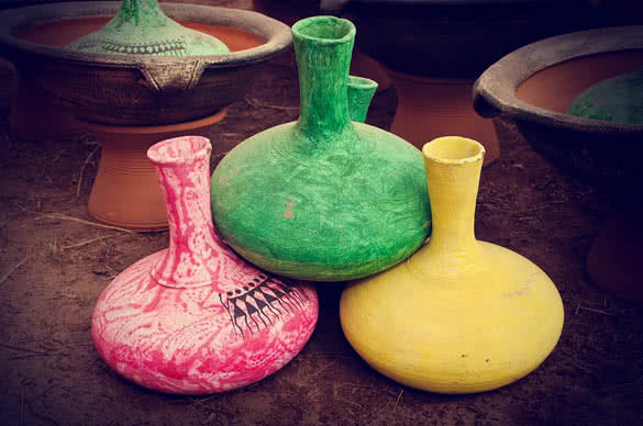 colorful earthen pots