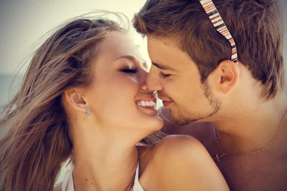 lovers preparing to kiss