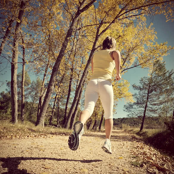 Blonde Woman With Short Hairstyle Jogging