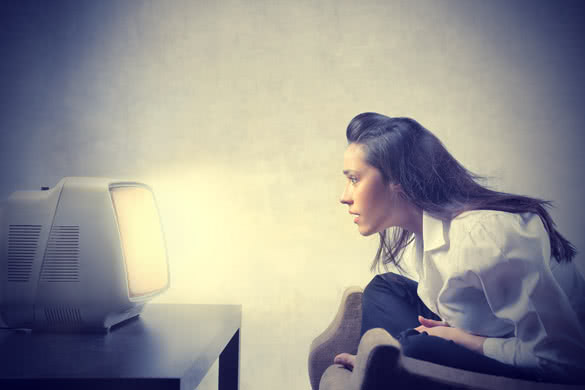 Woman Watching Old TV