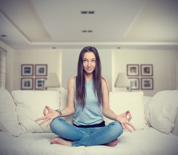 woman cross legged meditating