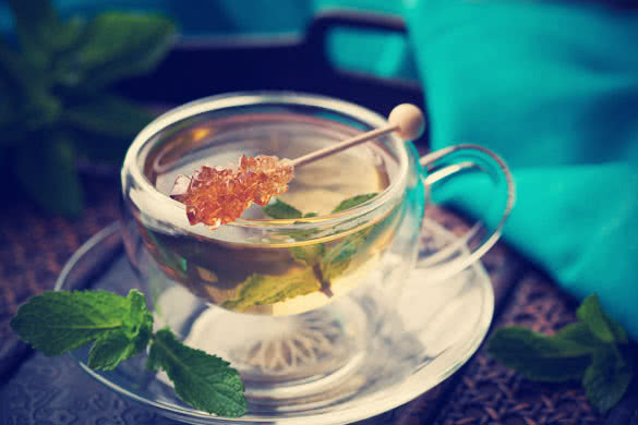 Mint Tea with honey stick