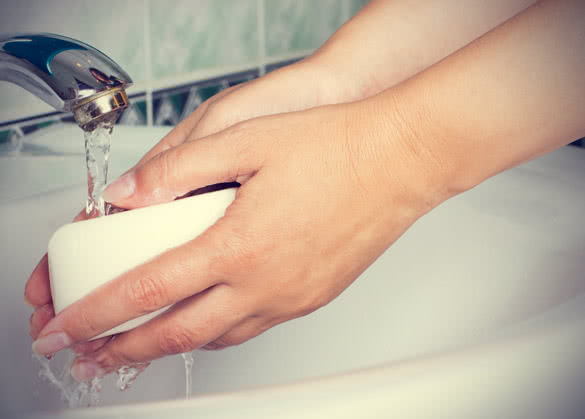 hand washing with soap