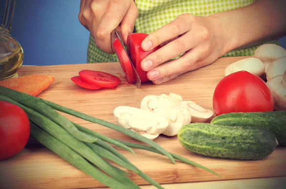 tomato and cucumber in the kitchen