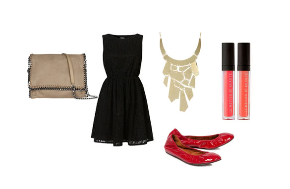 Black dress and Collar Necklaces Outfit Combination