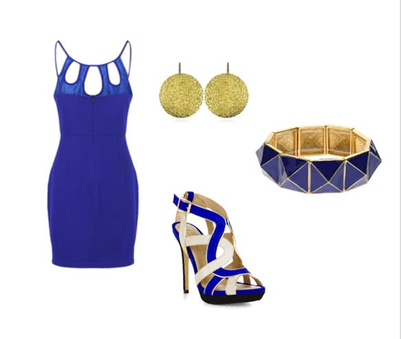 Cut Out Neck Royal Blue Dress Summer Wedding Outfit Combination