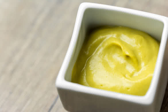 Mustard Sauce In White Bowl