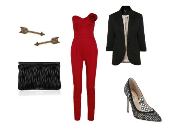 Red Jumpsuit Outfit Combination