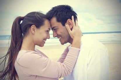 lovely young couple on beach