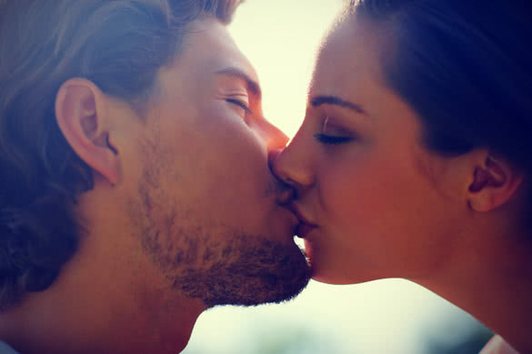 young couple kissing