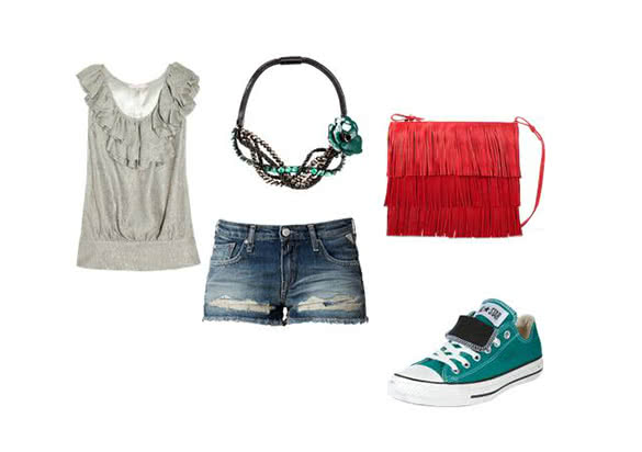 Converse sneakers and denim shorts outfit combination