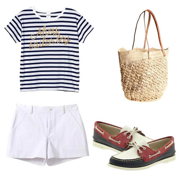 Sailing Outfit Combination with Sperry Topsiders Shoes