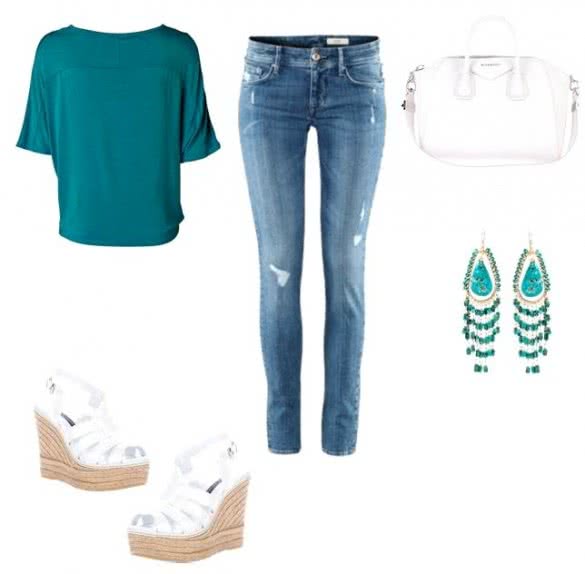 White Wedges Outfit Combination