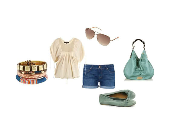 ballet flats and denim shorts outfit combination