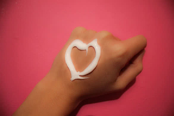 hand cream in heart shape