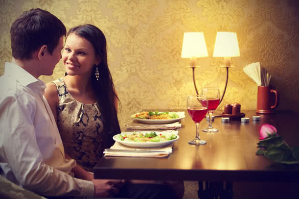 romantic couple on dinner