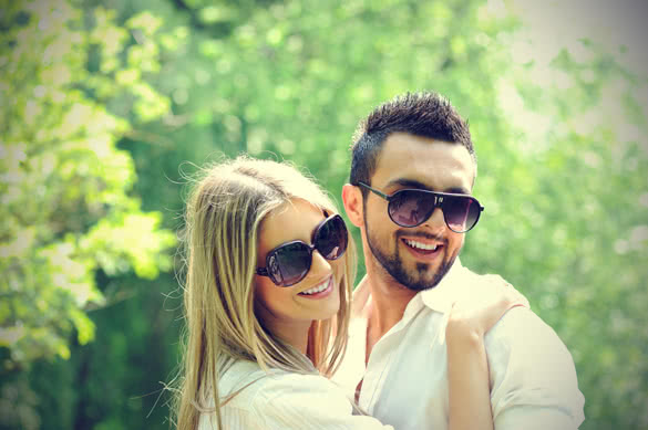 stylish young couple with sunglasses