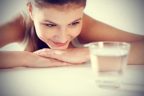 woman looking at glass of water 8