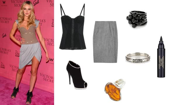 Candice Swanepoel Bustier Dress Outfit Combination