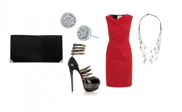 Red Dress with Christian Louboutin 20th Anniversary Isolde 160 Sandals Outfit Combination