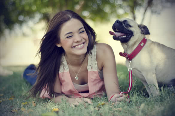 Smiling Woman with Dog