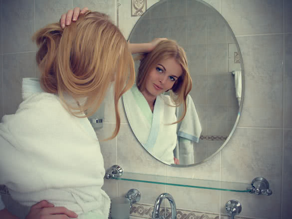 beautiful girl with mirror