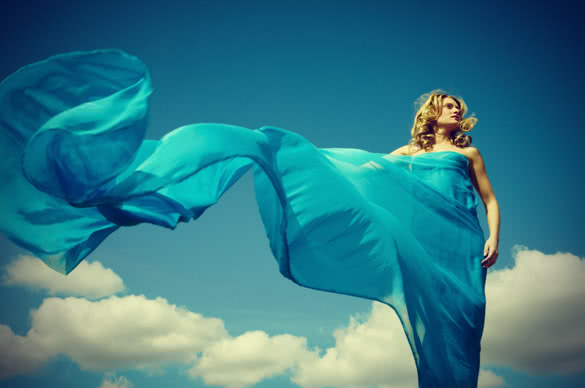 blue dress on wind