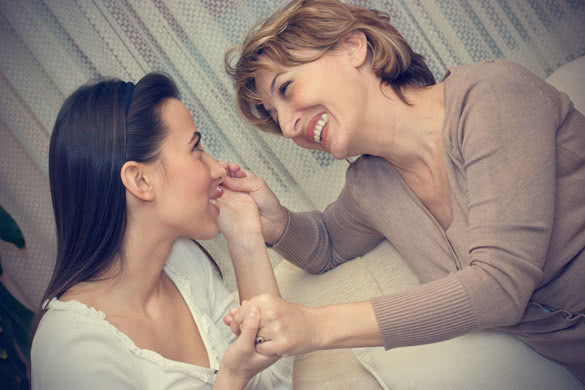 daughter and her mother talking