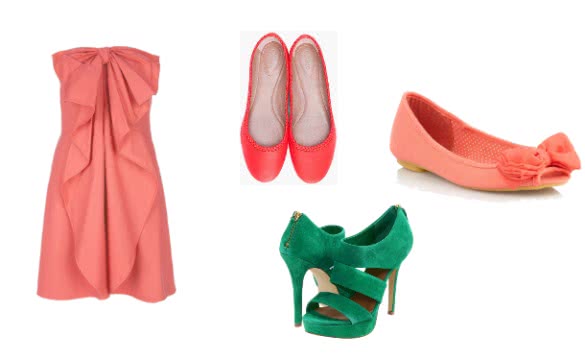 peach color dress matching shoes