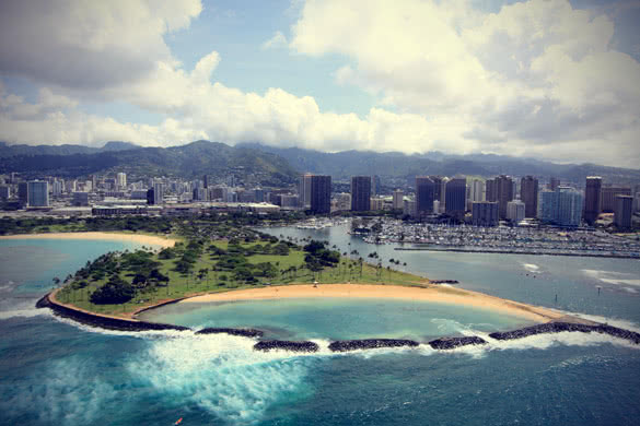 view of magic island beach park in hawaii