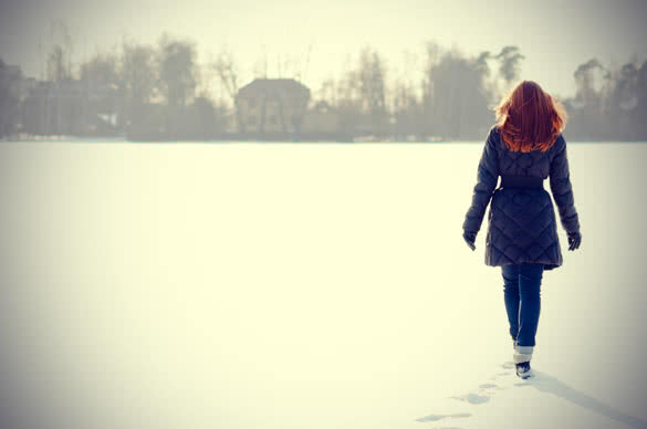 Woman Walking on ice