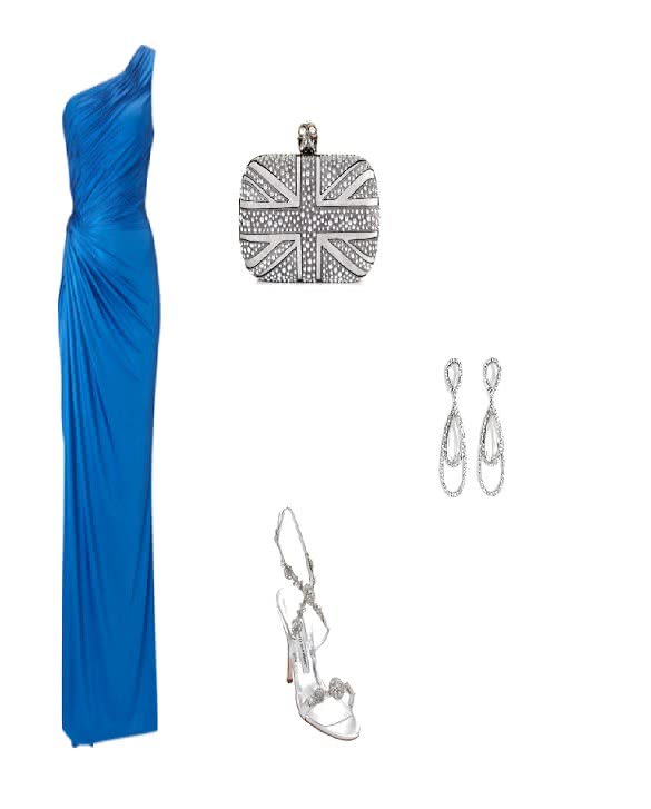 glam blue gown outfit combination