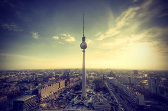 panoramic view over berlin at evening