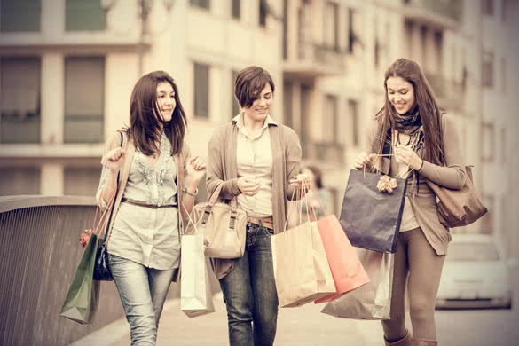 three girls going shopping