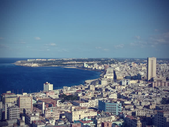 top view of the sea shore in havana cuba