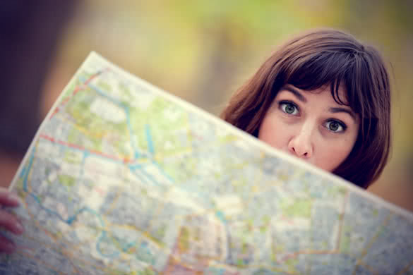 woman with travel map