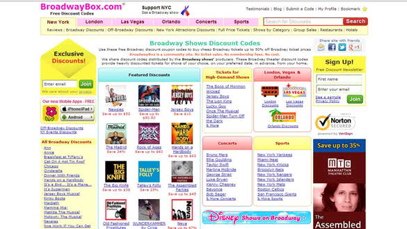broadwaybox website screenshot