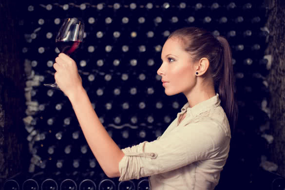 woman at wine cellar