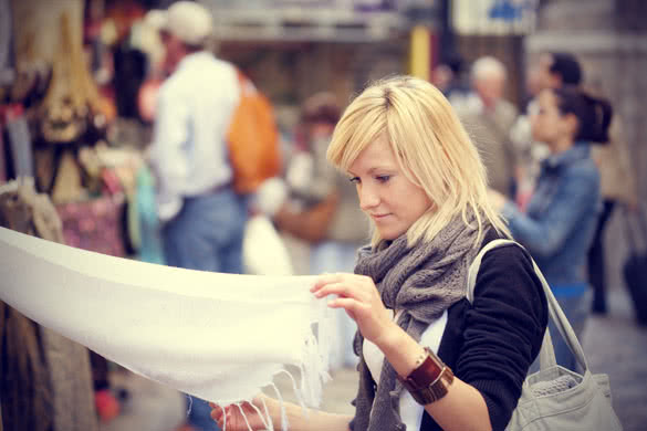 young blonde woman shopping