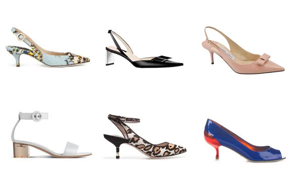 six different low-heeled shoes